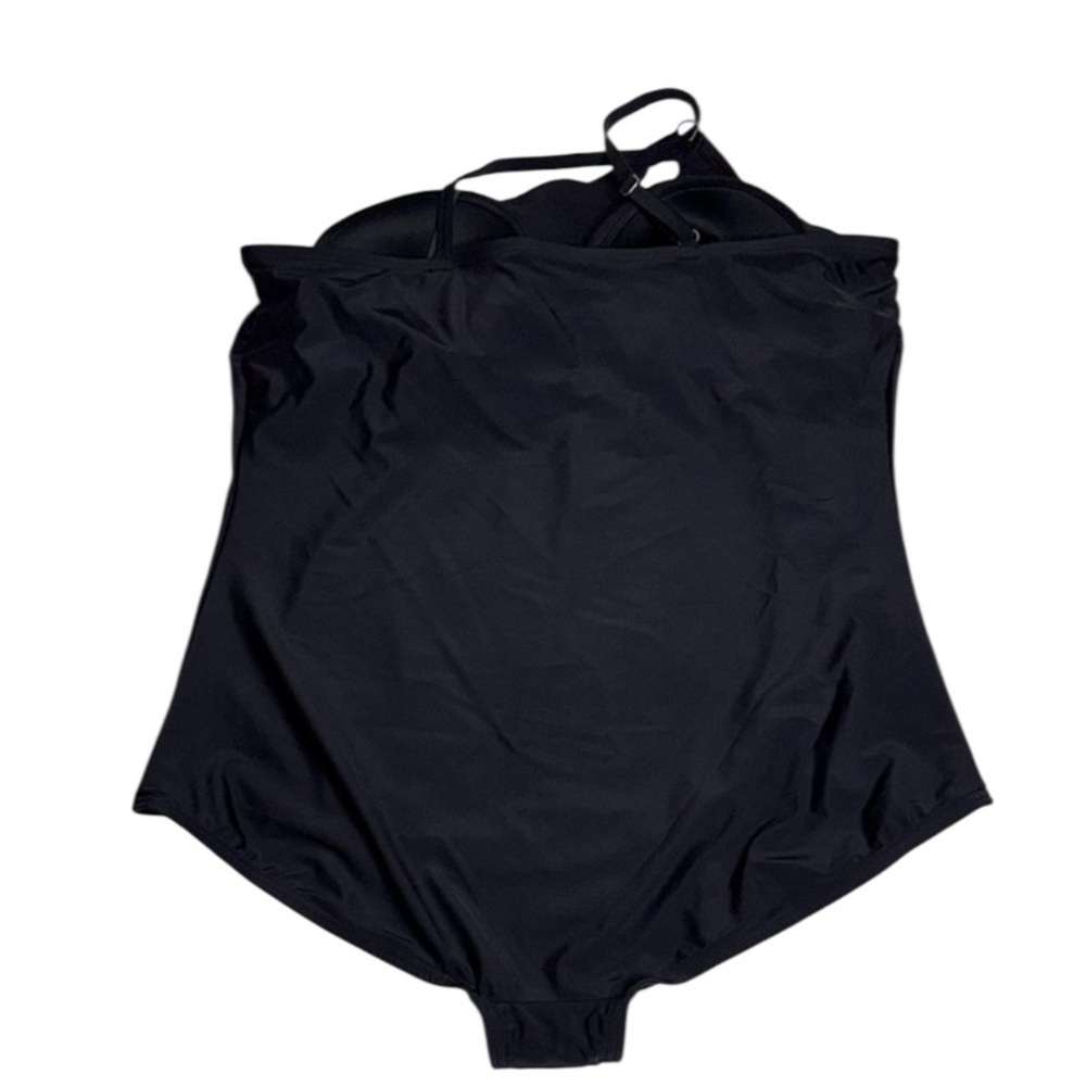 Lands' End UPF 50 Full Coverage Tummy Control One Shoulder One Piece Black 24W - Picture 3 of 11